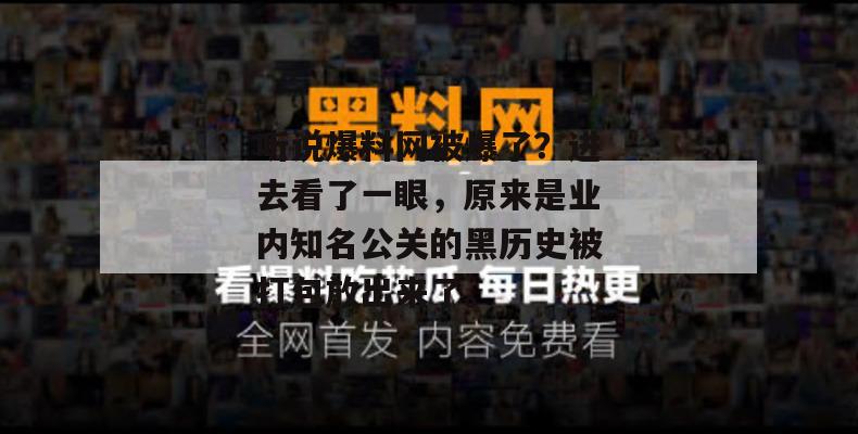 听说爆料网被爆了？进去看了一眼，原来是业内知名公关的黑历史被打包放出来了。